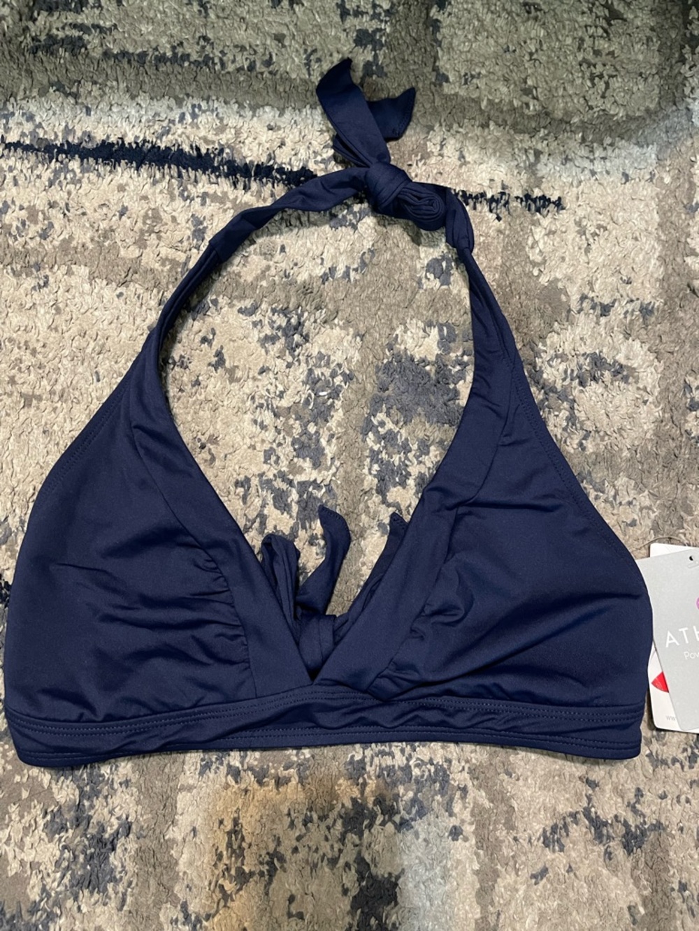 Athleta Navy Shirrendipity Halter Bikini Top Size M - Picture 3 of 6